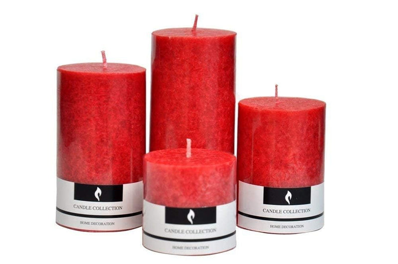 The Decor Affair Long-Lasting Small Pillar Candles in Marble Finish - 4 Pack for Elegant Home Decoration & Celebrations