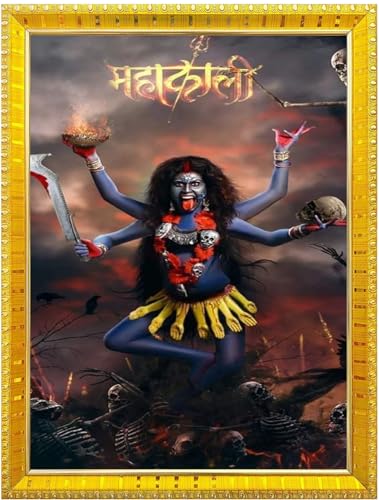 NOKKES Kali Devi Maa Mata Photo Frames Religious Photo frame 5X7 Inch Photo Frame_WE20