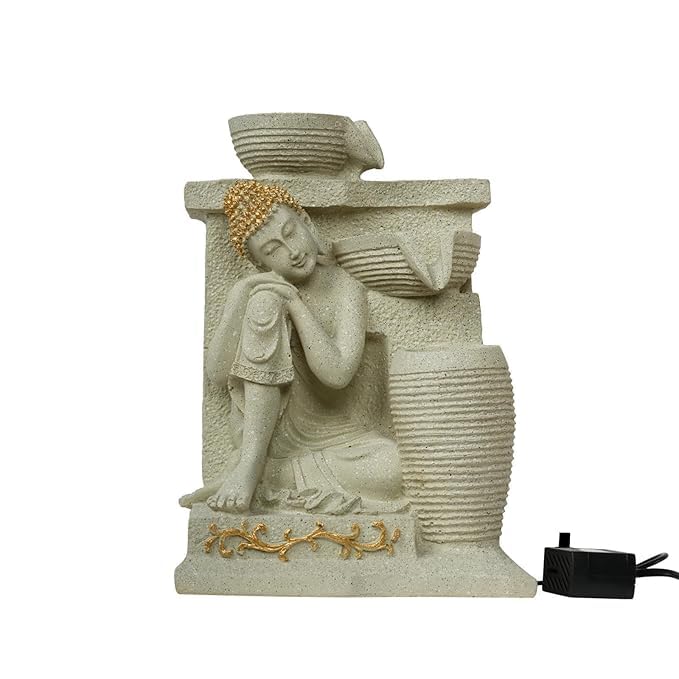 Buddha Waterfall Tabletop Fountain for Meditation, Home, Office Decor