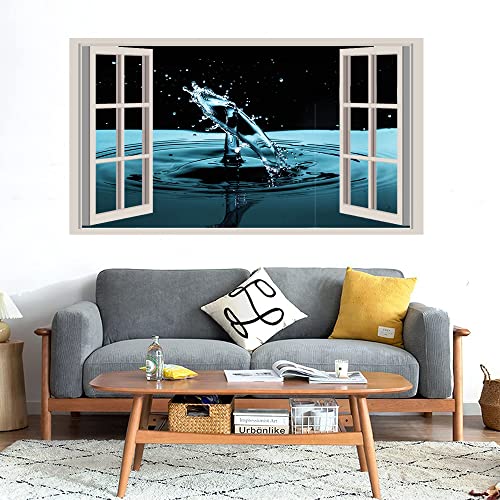 GADGETS WRAP Printed Wall Decal Sticker Fake Window Style Decal (90cm x 50cm) - Water Drop