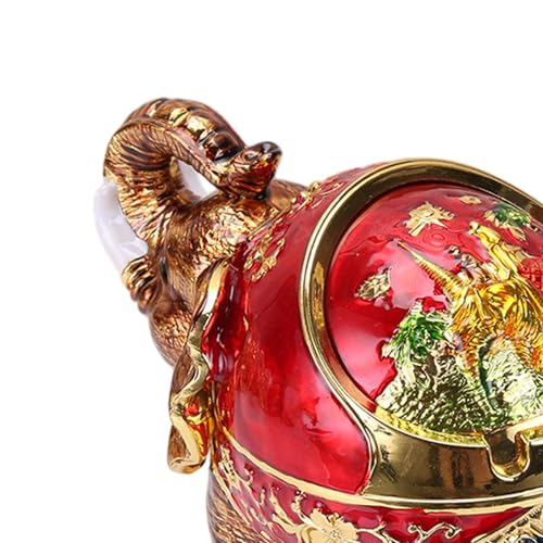 LR Decor E-Shop Elephant Ashtray Car Metal Ashtray for Patio Outside Office Home Use Bedroom Red