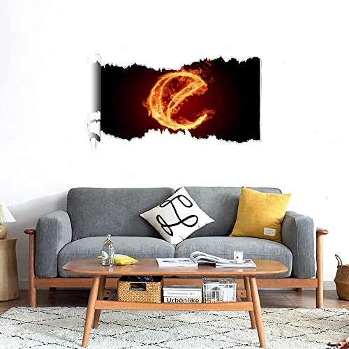 GADGETS WRAP Printed Wall Decal Sticker Scratched Paper Style Wall Decal (90cm x 50cm) - E Letter Fire