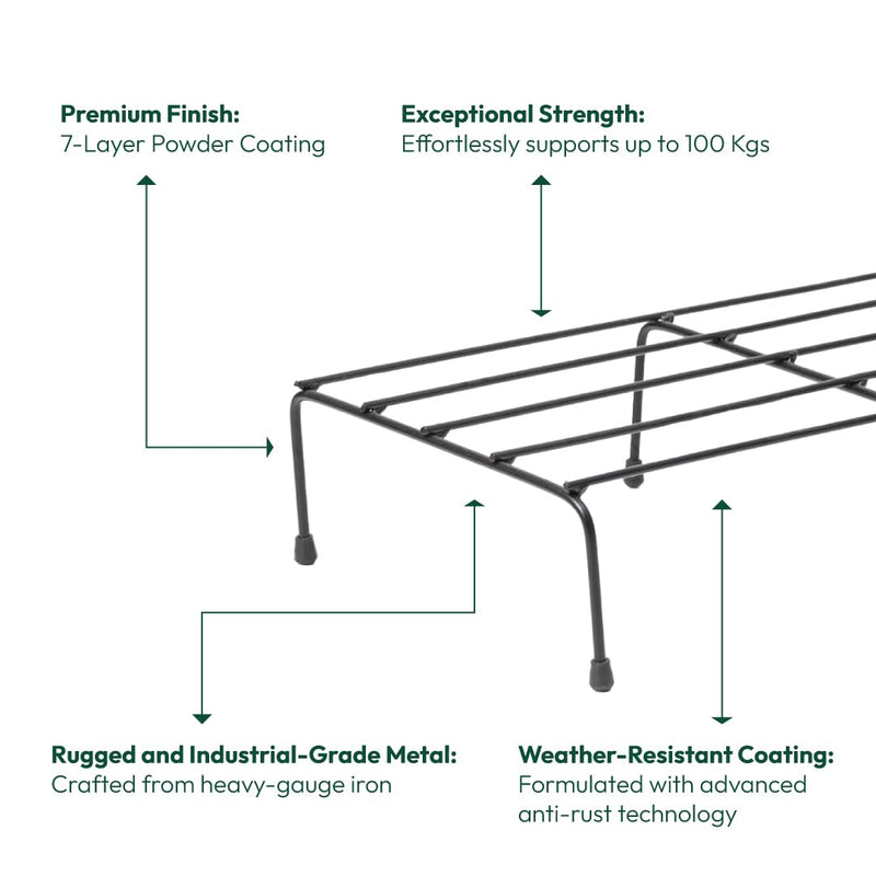 UGAOO Metal Plant Stand Set of 4 With Anti-Rust Coating for Balcony, Indoor & Outdoor (Rectangle, Black)