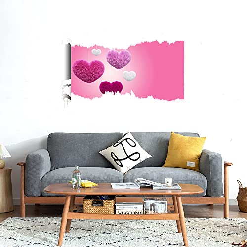 GADGETS WRAP Printed Wall Decal Sticker Scratched Paper Style Wall Decal (90cm x 50cm) - Pink Hearts