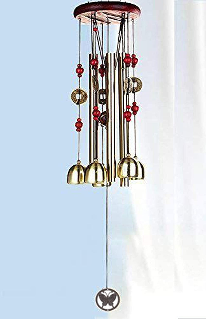 SETHI TRADERS | Metal Wind Chimes with 4 Pipe and 5 Bells for Feng Shui at Home Balcony Garden Positive Energy, Home Decor Hanging Gifts for Loved Ones Jingle Good Sound 21 Inch Long