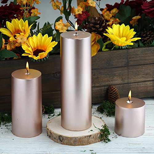 Weddings Parties and Gift 2 Rose Gold 9" Round Pillar Unscented Candles Wedding Centerpiece Decorations vngift12102