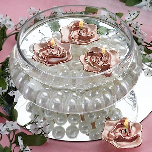 Weddings Parties and Gift 4 Rose Gold Wedding Roses Flowers Floating Candles Party Centerpieces Supplies vngift4504