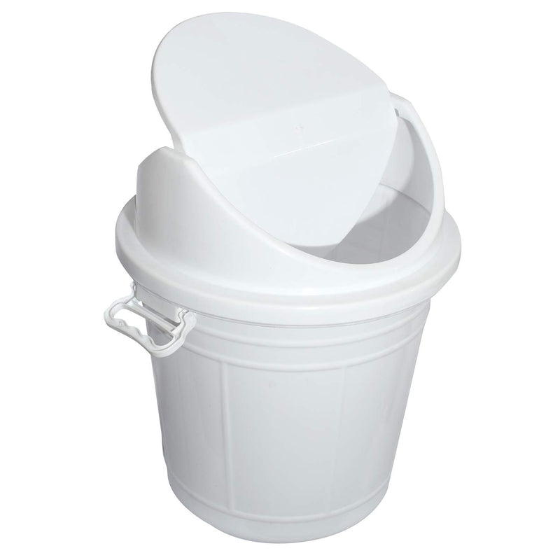 Kuber Industries Plastic Swing Lid Garbage Waste Dustbin for Home, Office, Factory, 30 Liters, Large Size (White) -CTKTC038705