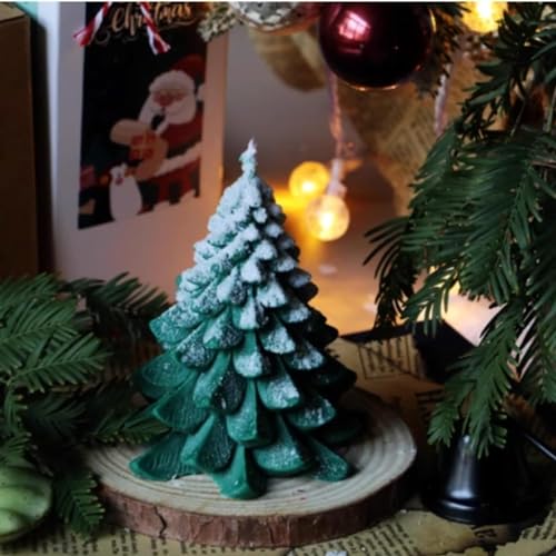 Christmas Candle Aesthetic Soy Wax Candles for Home Décor New Year Decorative Gift Candle Home Party (Christmas Tree – Green)