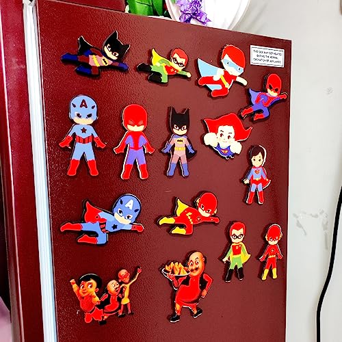 TWEAK Cratoons Super Hero & Motu patlu Printed Fridge Magnets for Kids, Home Decor (10)