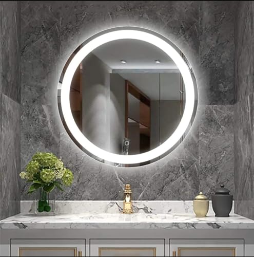 TINITALO Bathroom LED Mirror Home Mirror Wall Mirror with Touch Sensor, 3 Light Effects, Glass, Round LED-100 (36 x 36 Inch)