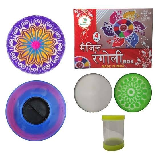 COYRASTH Magic Rangoli Making Tool Kit, Includes Rangoli Box, Colourful Rangoli Stencils, Chalk Powder, Container