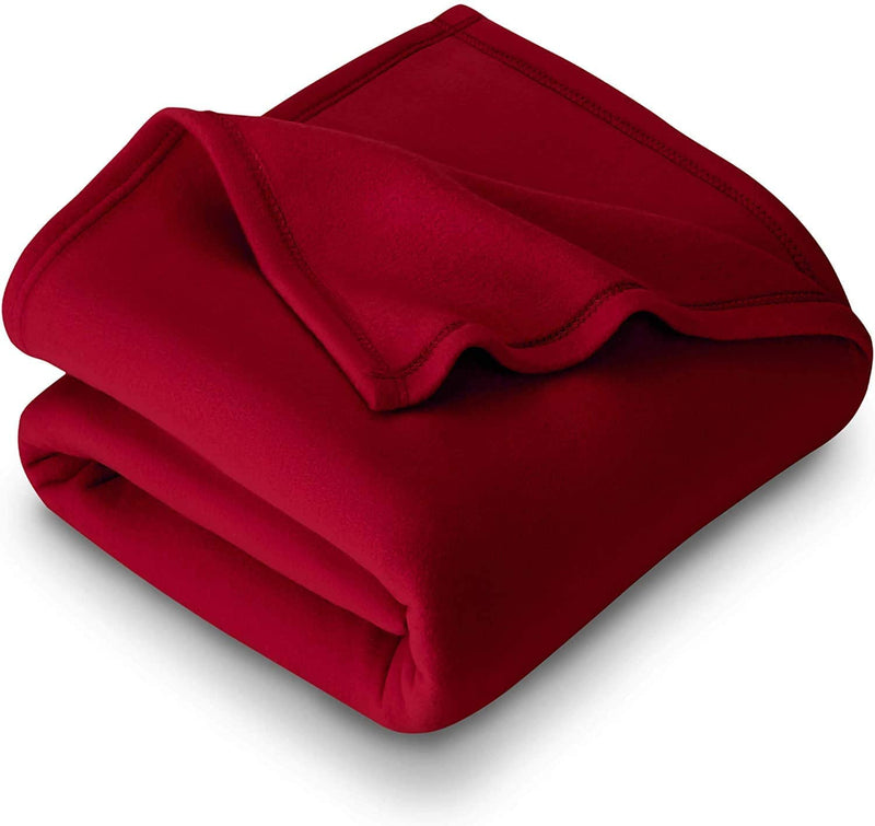 NOSAJO Bava Blanket Collection Soft Warm Fleece Material for Single Bed in (Red Colour, lightweight, Pack of 1, Off White)