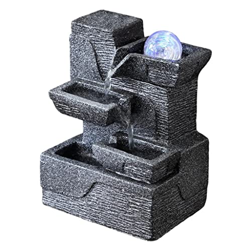 ATORSE® Orb Tabletop Water Fountain Waterfalls W/Led Light Rectangle Mouth