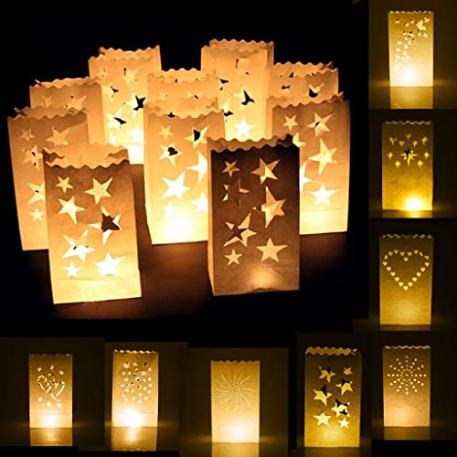 ATORSE® 10Pcs Butterfly Design Candle Bags Candle Lantern Bags White