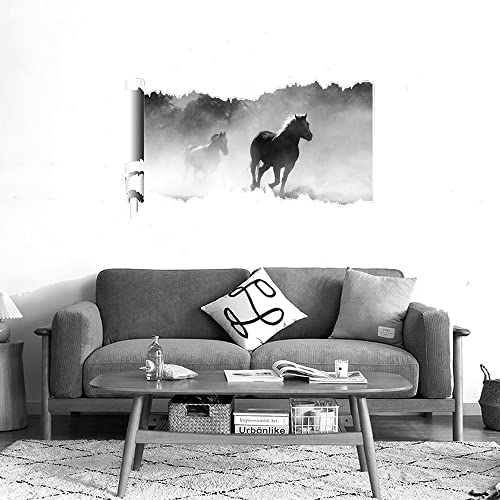 GADGETS WRAP Printed Wall Decal Sticker Scratched Paper Style Wall Decal (90cm x 50cm) - Running Horses