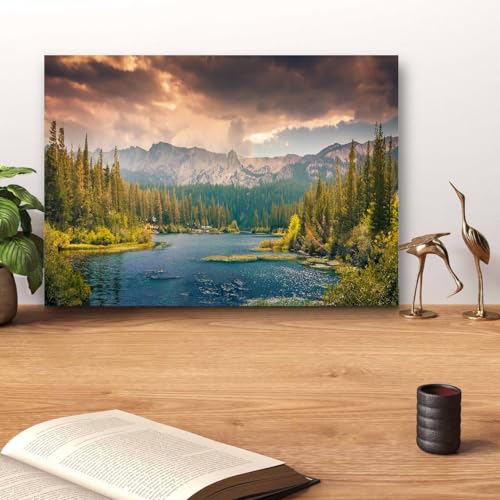 GADGETS WRAP Canvas Gallery Wrap Framed for Home Office Studio Living Room Decoration (14x11inch) - River & Forest