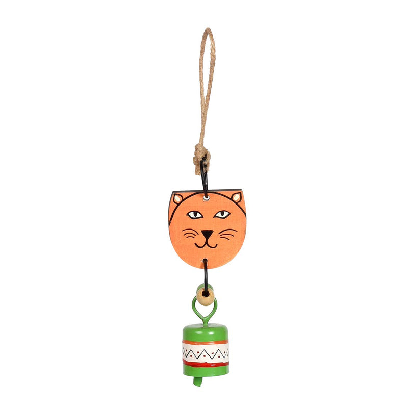 Aakriti Art Creations Handpainted Lion Wind Chimes with Metal Bell for Outdoor Hanging and Home Decoration