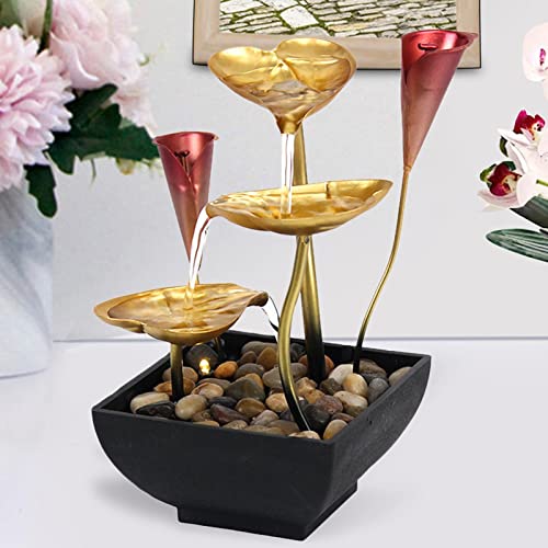 CALANDIS Tabletop Water Fountain Waterfall Desk Ornament for Home Indoor Garden