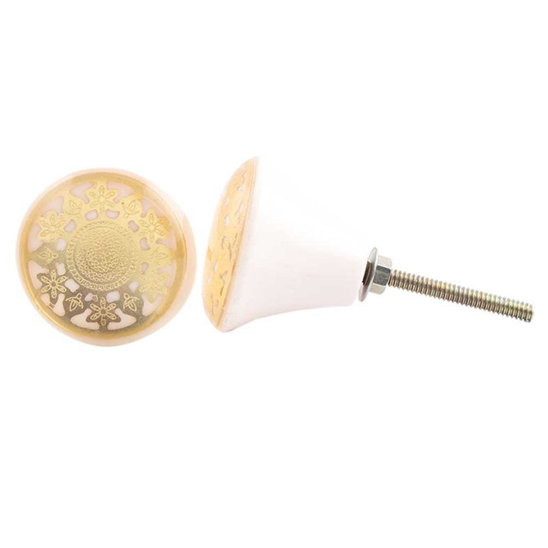 Indian-Shelf 4 Piece Cream Knobs -Resin Knobs for Drawers - Tiny Flower Cabinet Pull Handle - 3.81 cm Handle Pulls