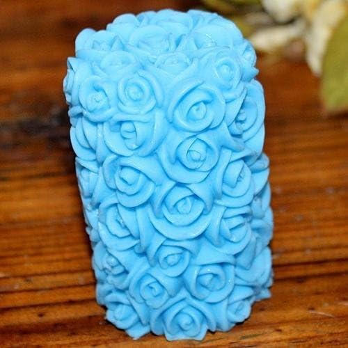 The Decor Affair 1 Pcs Pillar Scented Candle Carved to Perfection, Emitting The Calming and Meditative Blue Rose Fragrance, Enlivening Your Senses with Every Illuminated Moment