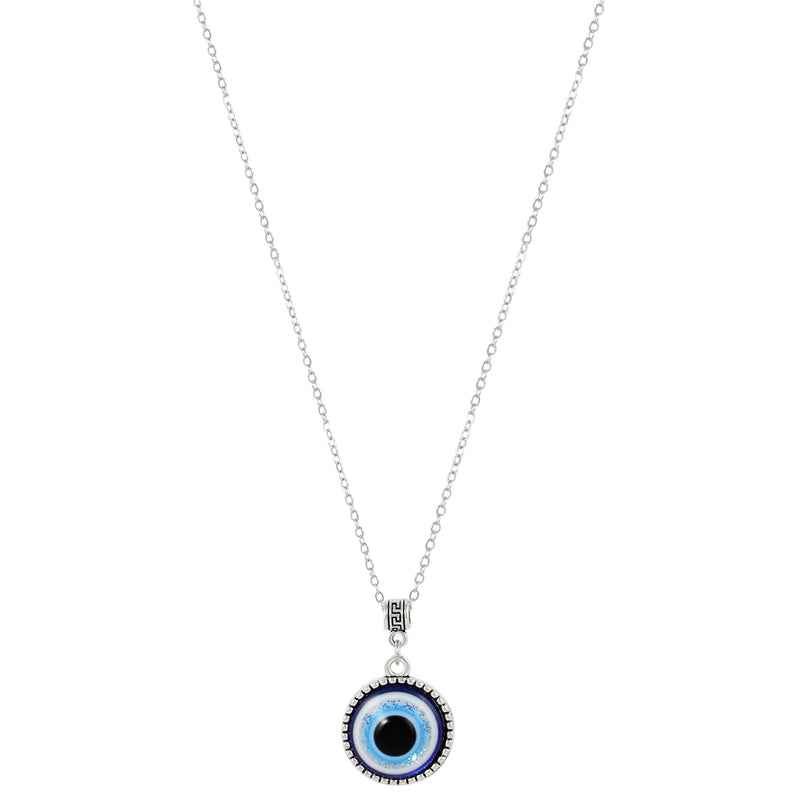 Fashion Frill Stylish Silver Chain For Men Girls Silver Plated Evil Eye Silver Chain Pendant For Men Boys Women Gift for Sister Love Gift Unisex Pendant Necklace