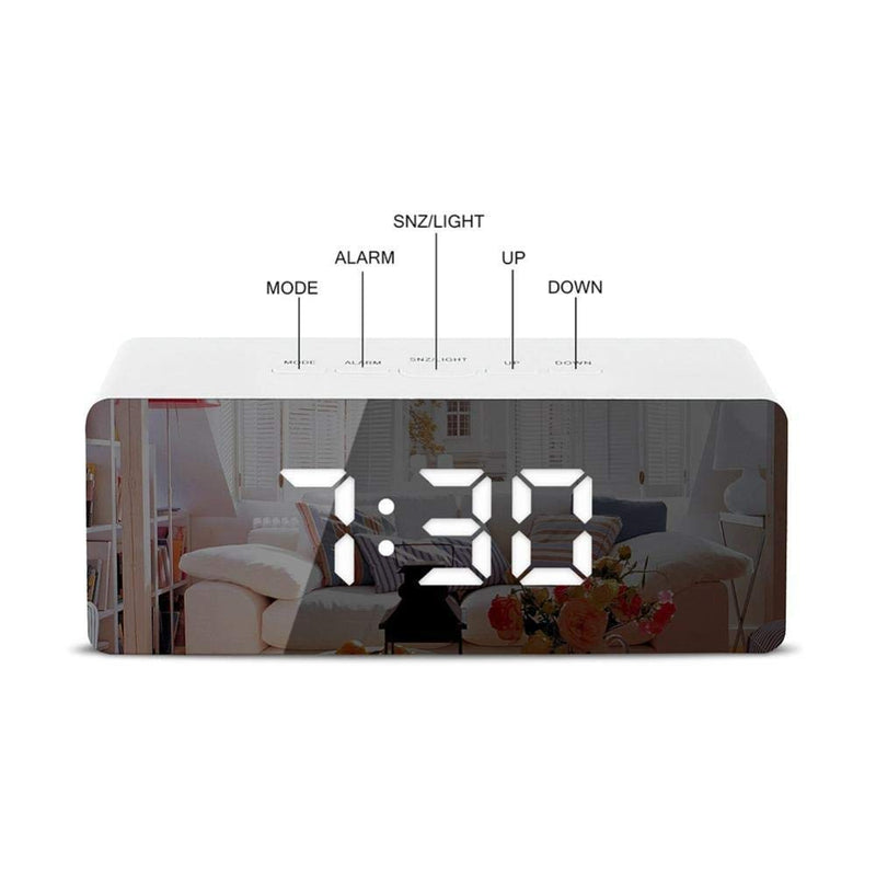 smile world Plastic Rectangle Mirror Finish Digital Clock with Dual Power Option (Black)