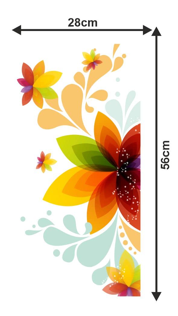 Delight Art Beautiful Flower Combo Design Door Sticker Size - ( 28*56 ) cm Model id - ( DAMC00913L )