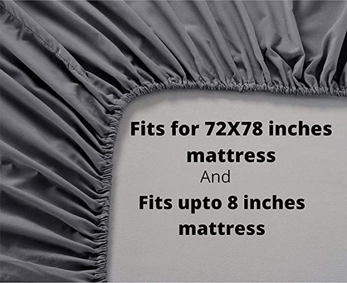 ENGUNIAS Premium Cotton Blend Elastic Fitted Bedsheet with 2 Pillow Covers for Double Bed with All Around Elastic 240 TC Supersoft | Size - 72x78 Fit Upto 8 Inches Mattress