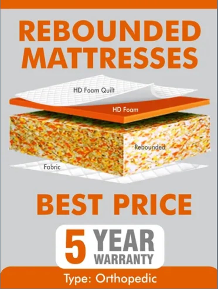 Reliable Orthopaedic Mattress 100% No Sagging Specially Designed for Back Pain Relief 6 Inch | Queen Size (75X60X6)