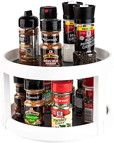 House of Quirk Non Skid Turntable Lazy Susan Cabinet Organizer 2 Tier 360 Degree Rotating Spice Rack