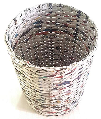 Sonas Creation Paperus, Natural, Open-top Dustbin, Waste Basket, Paper Bin, Trash Can, Storage Basket, Standard Size 10 Liter, 11 inch Tall, Eco-Friendly, Handmade, of Paper Ropes