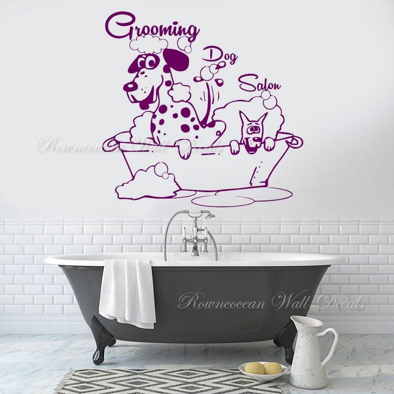 GADGETS WRAP Vinyl Grooming Salon Dog Wall Sticker Vinyl Interior Home Decor Purple