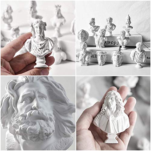 WaNana 3.15''Resin Sketch Figurines-Mini Plaster Statue Venus de Milo Replica Aphrodite Greek Goddess Bust Statue Home Decor Souvenirs-Great for Artists Zeus