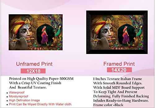 SAF Pack of 1 Radha krishna religious modern art wall painting with framed for living room 11 inch x 14 inch CANFM31421