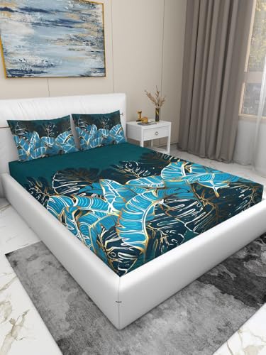 GAPU & BALY Digital Print Floral Abstract Design King Size Bedsheet with 2 Pillow Covers, 250x275 cms Bedsheet, 46x69+5 cms Pillow Covers (WFN0680)