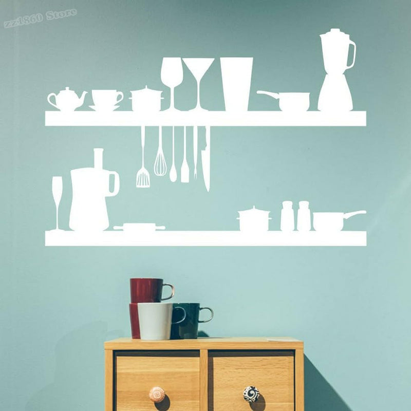 GADGETS WRAP Vinyl Kitchen Utensils Cooking Wall Decal White