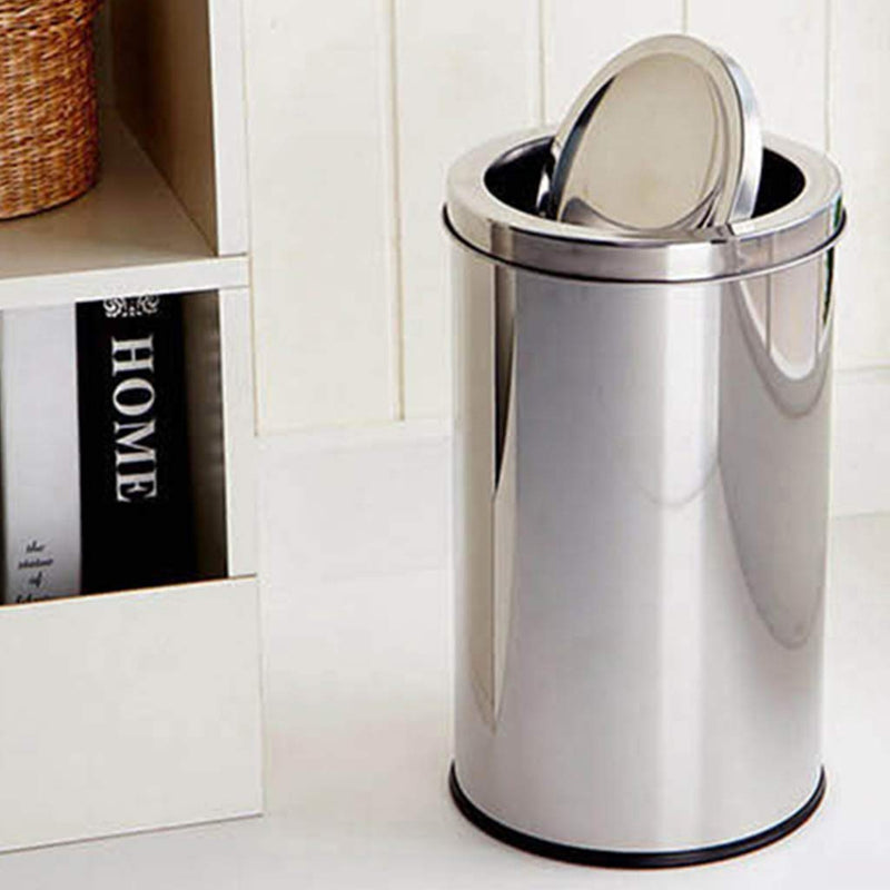 PARASNATH Stainless Steel Swing-Lid Dustbin (Silver, 18 L, 10 x14 inch)