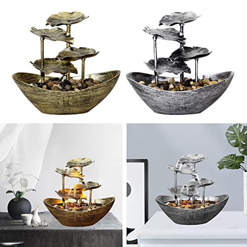 ‎Losa Relaxation Indoor Tabletop Fountain LED Light for Garden Desktop Decoration Golden