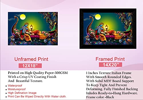 SAF Pack of 1 Radha krishna religious modern art wall painting with framed for living room 11 inch x 14 inch CANFM31323