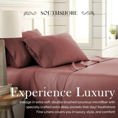 Split King, Marsala (Terra Cotta) : Southshore Fine Linens - Vilano Springs - 5 Piece - Extra Deep Pocket Pleated Sheet Set, Split King, Marsala (Terra Cotta)