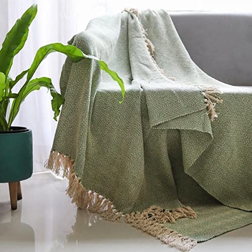 Welfic 100% Cotton Super Soft & Breathable Throw Blanket (Green)