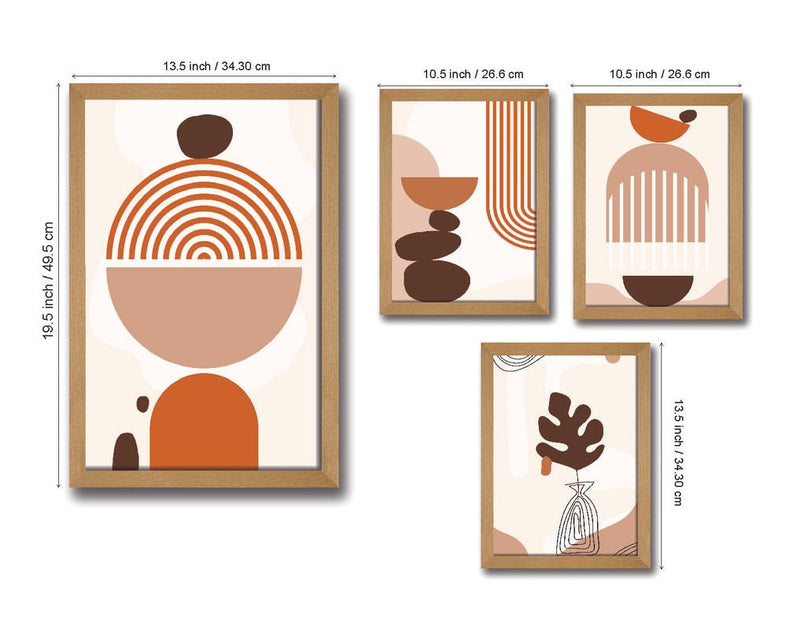 SAF paintings Set of 4 Modern Art Premium Brown frame painting for Wall Decoration SA-B30M1K3