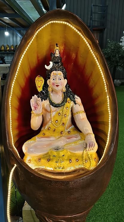 Shawshank 4.5 feet Long Shiva Water Fountain with Stand, Indoor Outdoor Garden Decor, with LED Lights and Water Pump