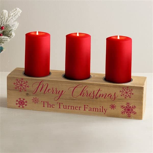 Winter Wonderland Personalized 3 pc. Wood Pillar Candle Holder