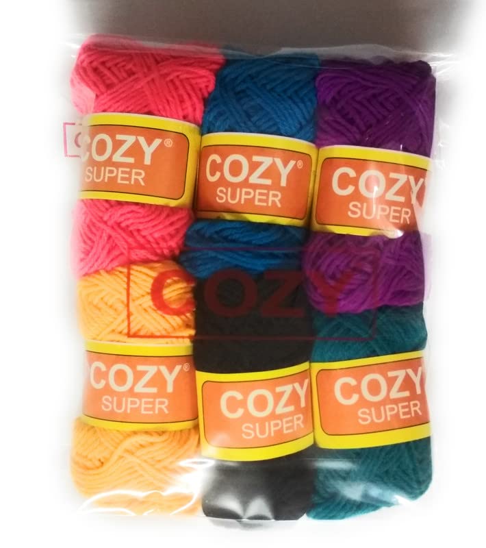 Cozy® Acrylic Hand Knitting Art and Craft Crochet Hook 4ply Wool Yarn of Multicolour (Pack of 1_Packet of 6 Balls)