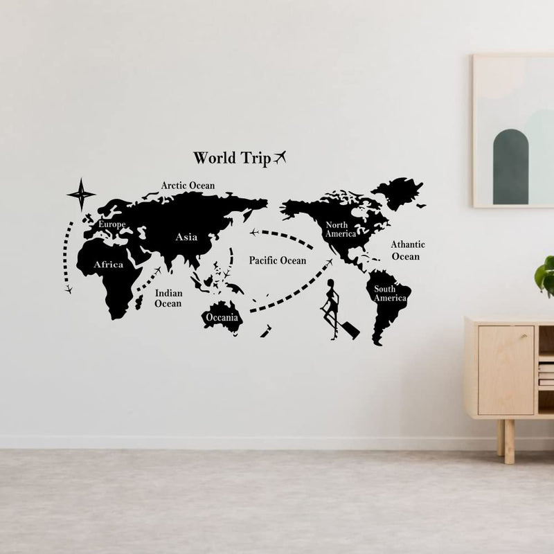 Wallzone World Map Vinyl Wallsticker for Home Decoration (101 cm x 58 cm)