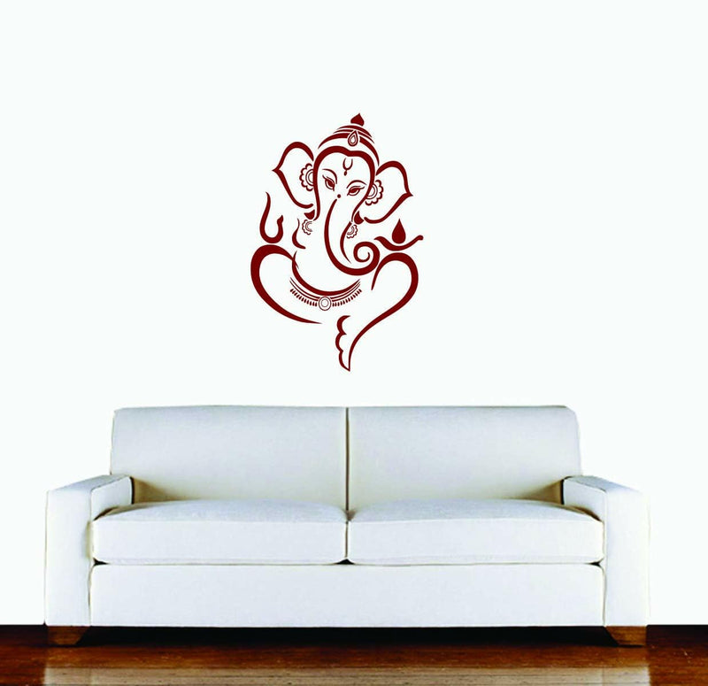 GADGETS WRAP Vinyl Self Adhesive Ganesh ji Decal Wall Sticker for Living Room, Bedroom, Office (Standard, Brown), Pack of 1