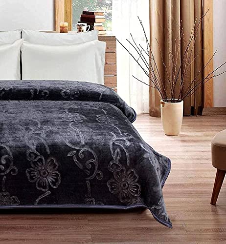 SoftTouchy 500 TC Winter, Mild-Winter Solid, Floral Light Weight Super Soft Warm Mink Single Bed Blanket for Winter, Lightweight (Grey, Single Bed - 85x60 Inch)