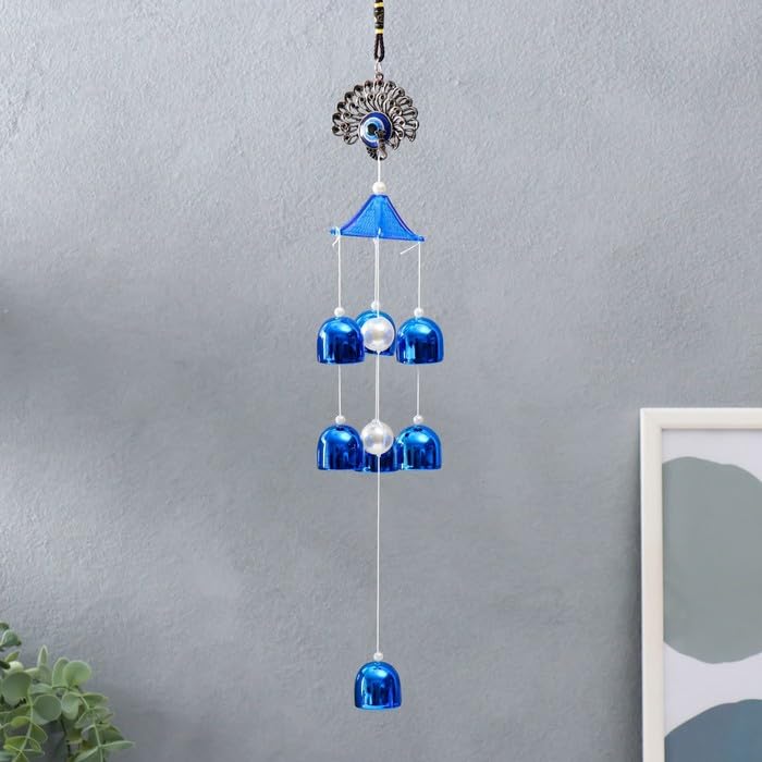 SKYTRENDS Wind Music Metal Wind Chime Melodious Sound Positive Energy for Balcony/Bedroom/Garden from The Evil Eye 7 Bells 51x6.1 cm